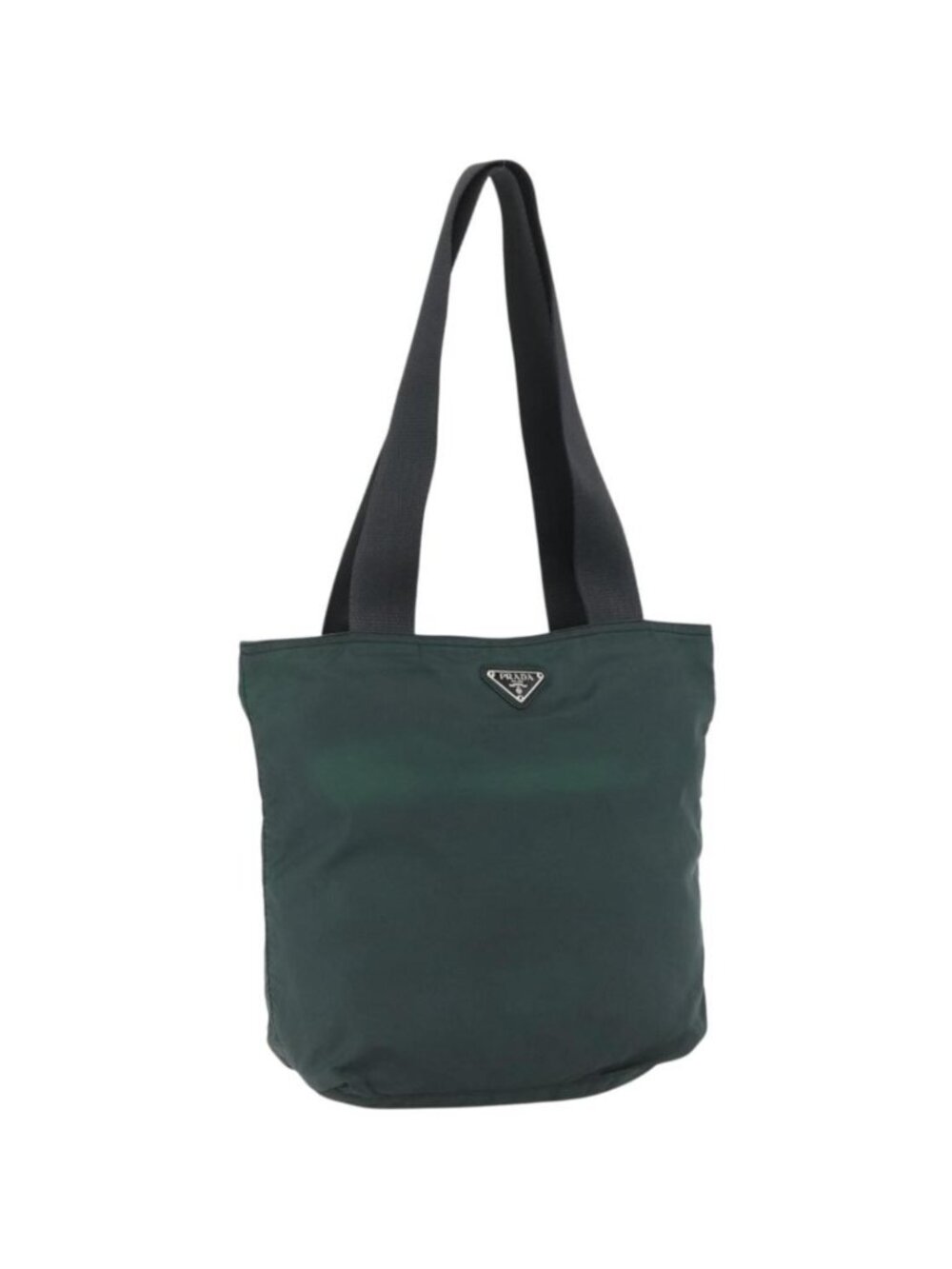 PRADA Tote Bag Nylon Green Silver